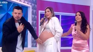 Korina Rivadeneira muestra su avanzado embarazo en televisión: "Ya no aguanto más"