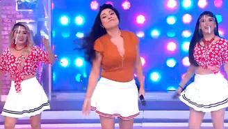 Tula Rodríguez sufrió percance con su falda al bailar "El teléfono" de Pintura Roja