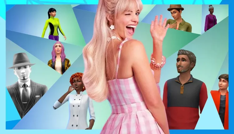 Margo-Robbie-as-Barbie-layered-over-The-Sims-4-promo-shot