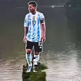 ¡Impresionante! Colocan una gigantografía de Messi en medio de un río en la India